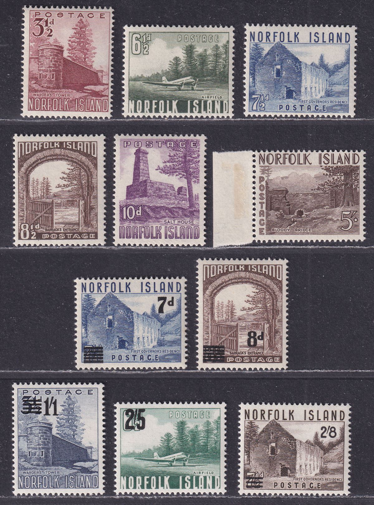 Norfolk Island 1953-60 QEII Selection to 5sh Mint cat £49