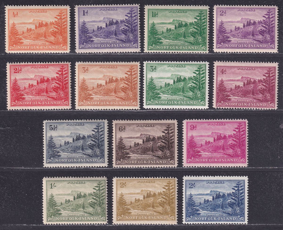 Norfolk Island 1947-59 KGVI Ball Bay Set Mint SG1-12a cat £35 Australia
