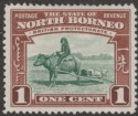 North Borneo 1939 KGVI Buffalo Transport 1c Green and Red-Brown Mint SG303