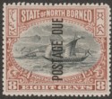 North Borneo 1898 QV Postage Due 8c Black and Brown perf 14½-15 Mint SG D20