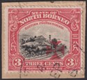 Click for more photos and details North Borneo 1916 KGV Red Cross Carmine Overprint 3c Used on Piece SG204 cat £70