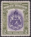 Click for more photos and details North Borneo 1939 KGVI Arms $2 Violet and Olive-Green Mint SG316 cat £350
