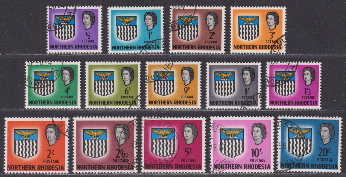 Northern Rhodesia 1963 Queen Elizabeth II Arms Set Used SG75-88 cat £100