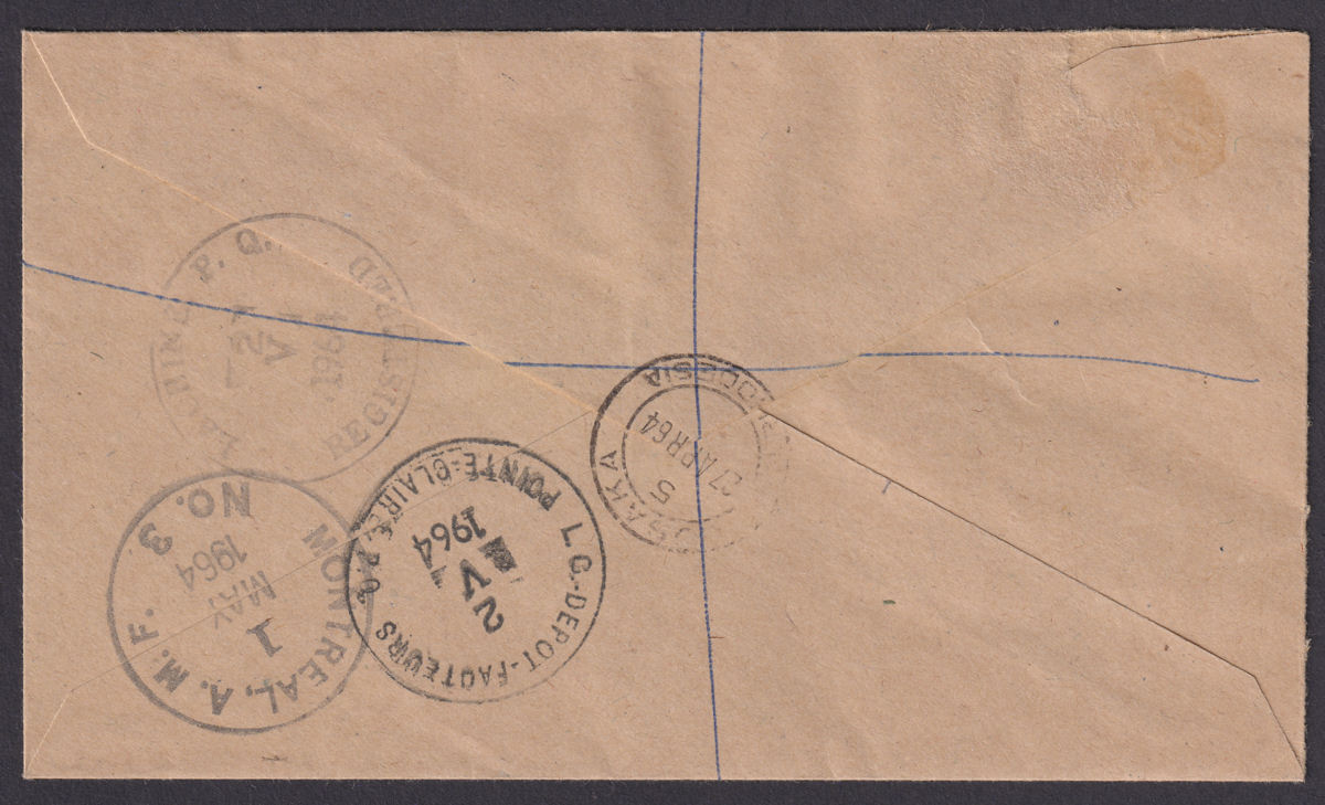Northern Rhodesia 1964 QEII 2sh6d, 1sh Used Registered Airmail Cover LUSAKA Pmk