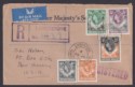 Click for more photos and details Northern Rhodesia 1954 QEII Part Set Used Regd Airmail Cover LIVINGSTONE - USA