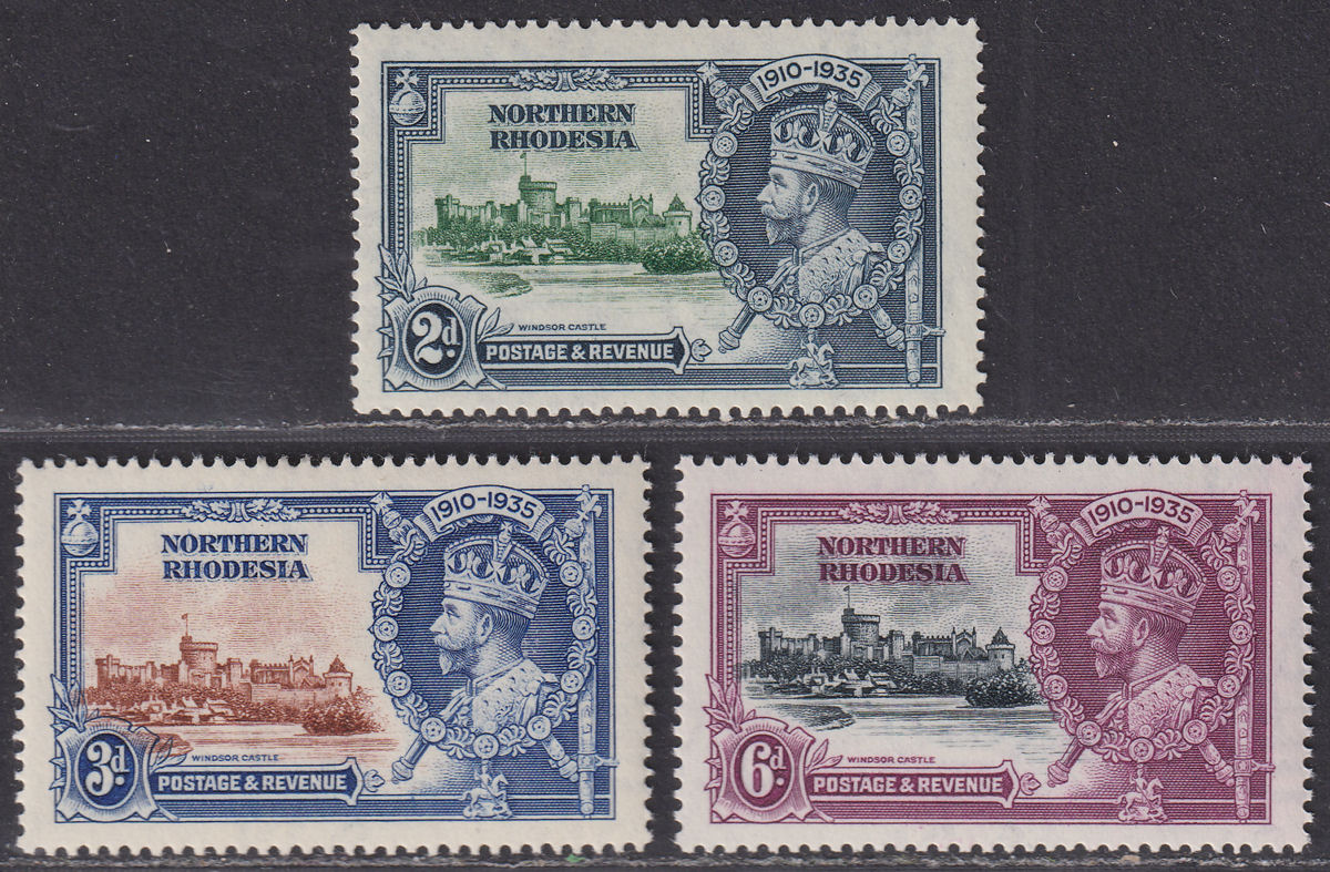 Northern Rhodesia 1935 KGV Silver Jubilee Misplaced Vignettes Mint SG19-21