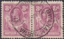 Click for more photos and details Northern Rhodesia 1925 KGV 8d Rose-Purple Pair Used SG8 cat £110