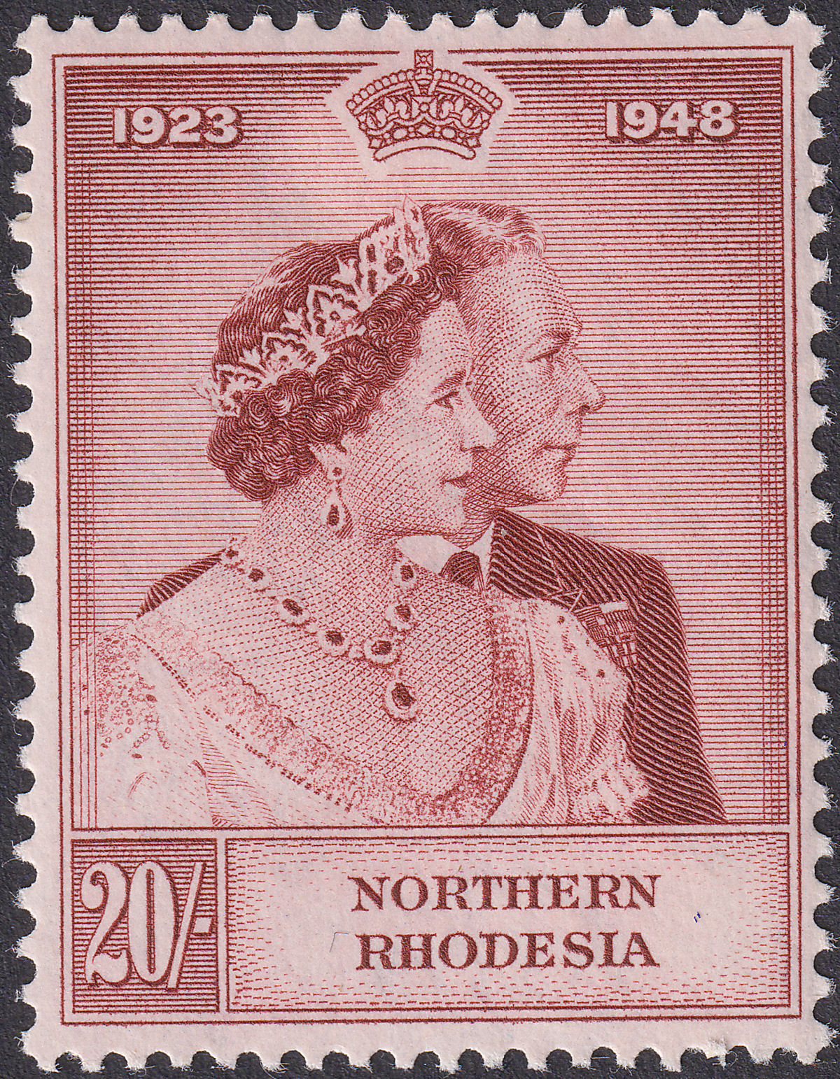 Northern Rhodesia 1948 KGVI Royal Silver Wedding 20sh Mint SG49 cat£120