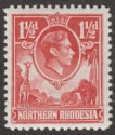 Northern Rhodesia 1938 KGVI 1½d Carmine-Red Mint SG29