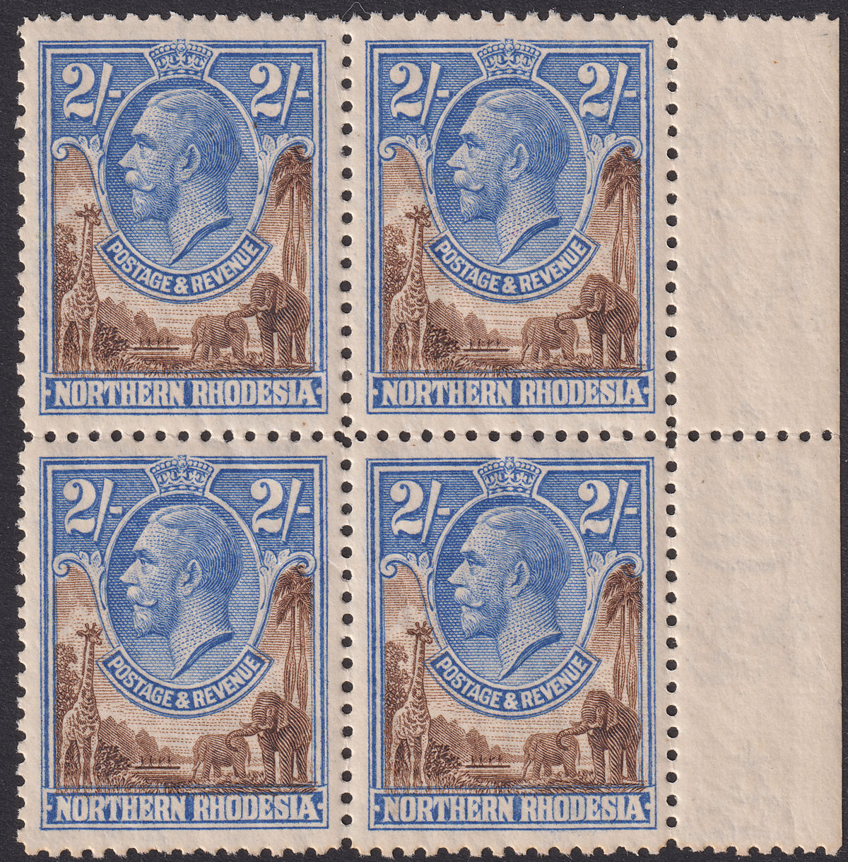 Northern Rhodesia 1925 KGV 2sh Brown and Ultramarine Mint SG11 cat £128