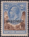 Click for more photos and details Northern Rhodesia 1929 KGV SPECIMEN 3sh Violet and Blue Mint SG13s THIN