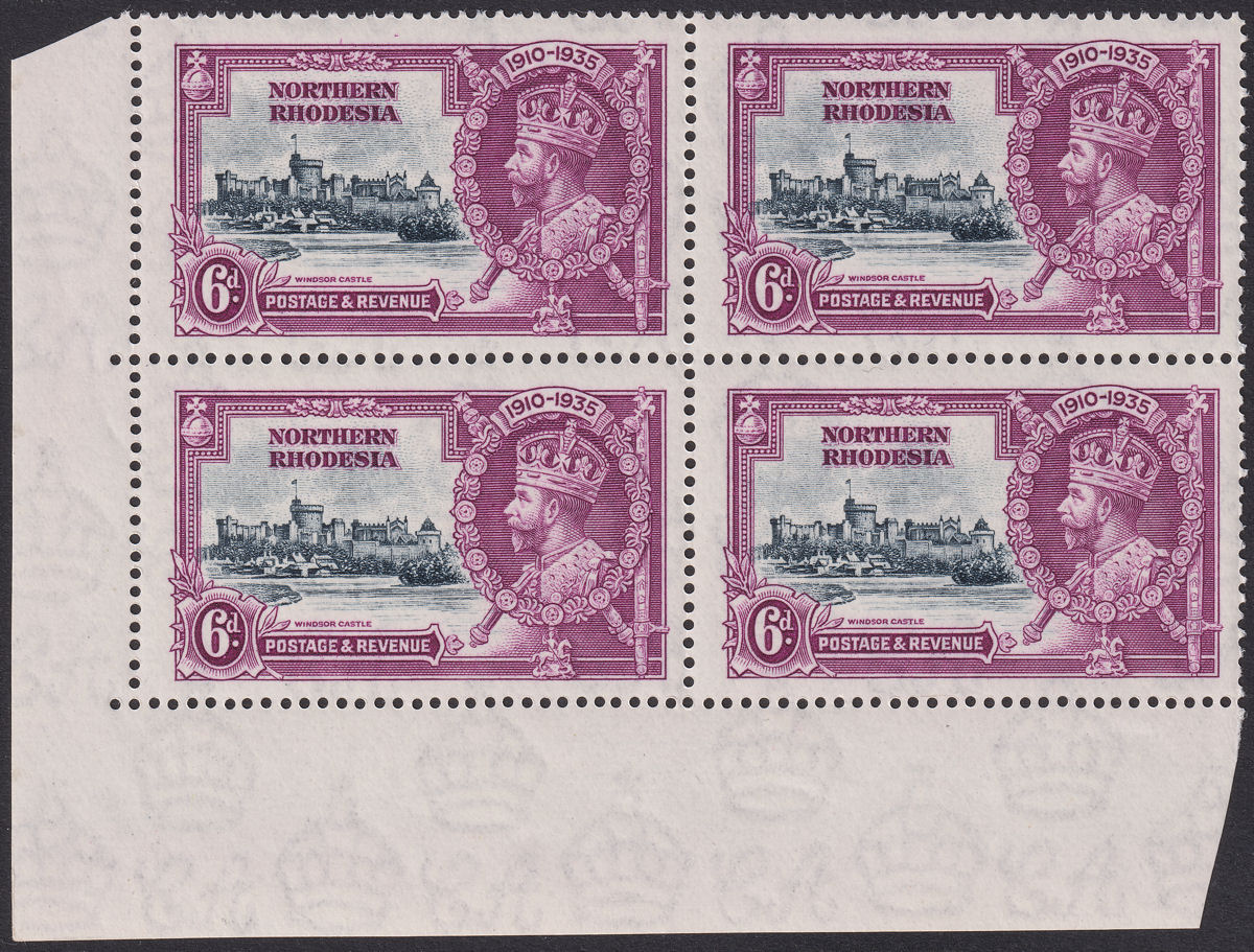 Northern Rhodesia 1935 KGV Silver Jubilee 1sh Corner Block Mint SG21 cat £72