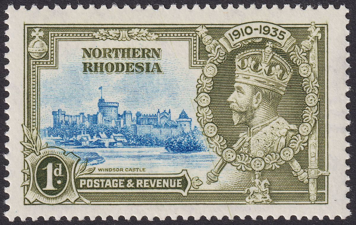 Northern Rhodesia 1935 KGV Silver Jubilee 1d Diagonal Scratch Variety Mint SG18v
