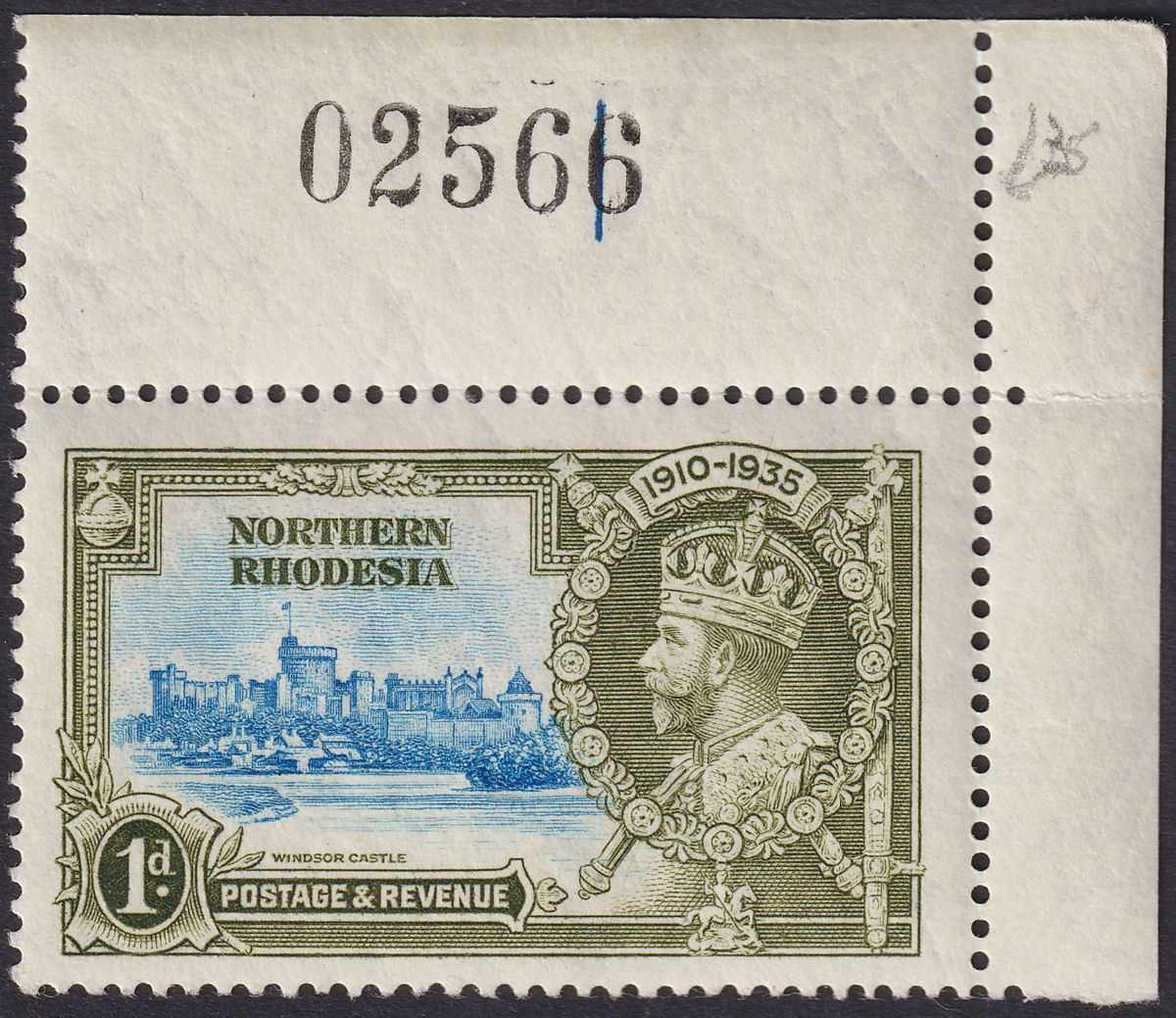 Northern Rhodesia 1935 KGV Silver Jubilee 1d w Corrected Sheet Number Mint SG18