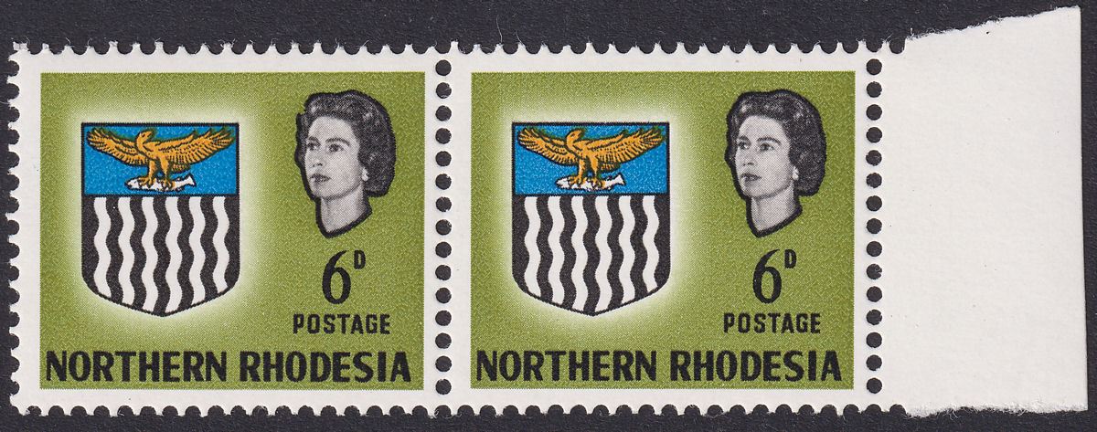 Northern Rhodesia 1963 QEII Arms 6d Parting in Hair Variety Mint SG80c cat £60