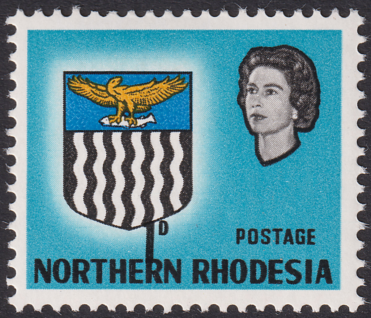 Northern Rhodesia 1963 QEII Arms 1d Value Grossly Misplaced Variety Mint SG76var