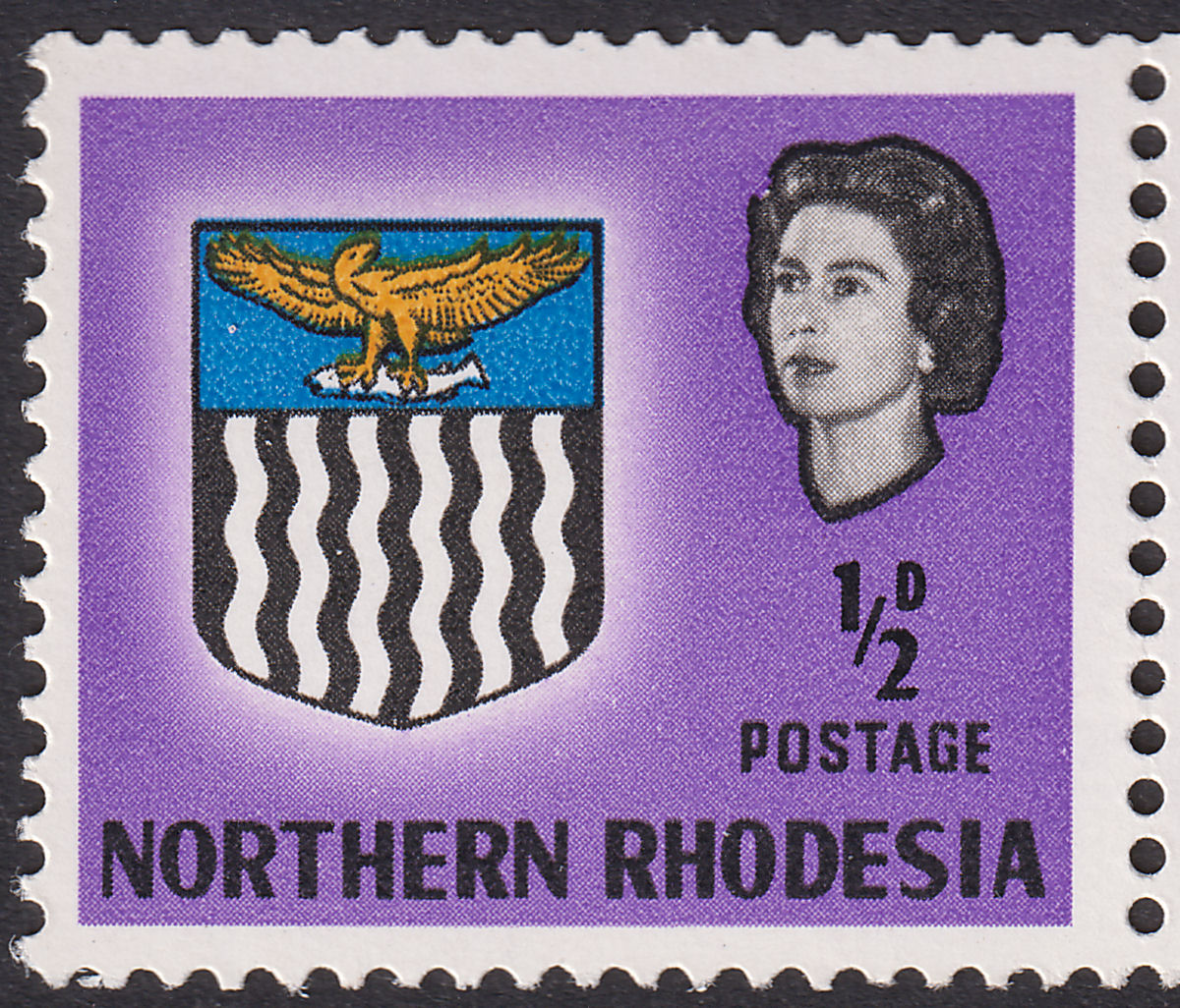 Northern Rhodesia 1963 QEII Arms ½d Coil Join Strip w Hair Var Mint SG75c c£55+