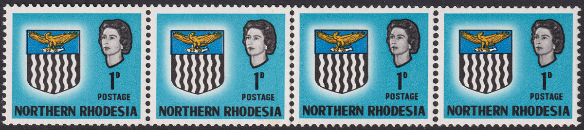 Northern Rhodesia 1963 QEII Arms 1d Coil Join Strip UM Mint SG76 MNH