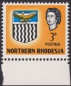 Click for more photos and details Northern Rhodesia 1963 QEII Arms 3d Misplaced Blue Variety UM Mint SG78var
