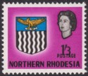 Click for more photos and details Northern Rhodesia 1963 QEII Arms 1sh3d w Value Misplaced Doubled UM Mint SG83v