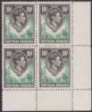 Click for more photos and details Northern Rhodesia 1938 KGVI 10sh Green + Blk No Plate Block of 4 Mint SG44 c£150
