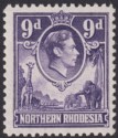 Click for more photos and details Northern Rhodesia 1952 KGVI 9d Violet with Elephant Spot Variety Mint SG39var