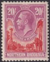 Click for more photos and details Northern Rhodesia 1925 KGV 20sh Carmine-Red and Rose-Purple Mint SG17 cat £375