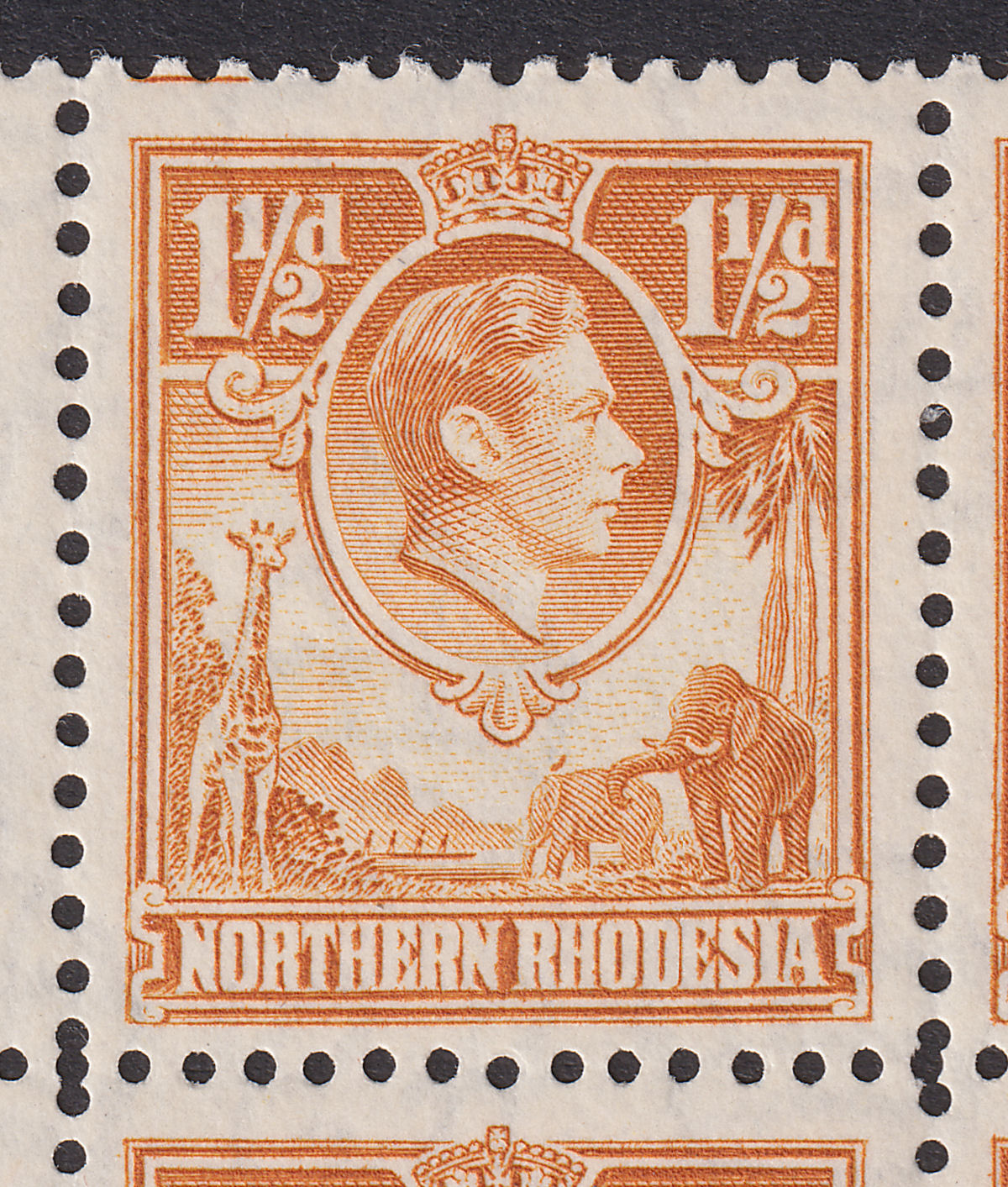 Northern Rhodesia 1941 KGVI 1½d Tick Bird Flaw Variety Block Mint SG30b cat £225