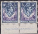 Click for more photos and details Northern Rhodesia 1938 KGVI 3sh Violet and Blue Imprint Pair Mint SG42 cat £60