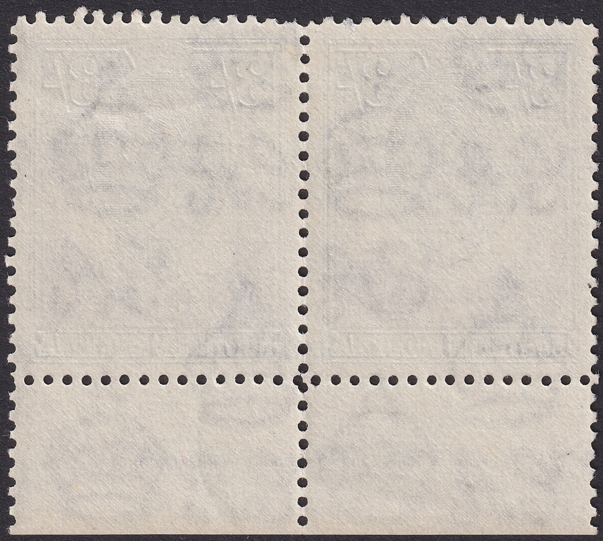 Northern Rhodesia 1938 KGVI 3sh Violet and Blue Imprint Pair Mint SG42 cat £60