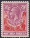 Click for more photos and details Northern Rhodesia 1925 KGV 20sh Carmine-Red and Rose-Purple Mint SG17 cat £375