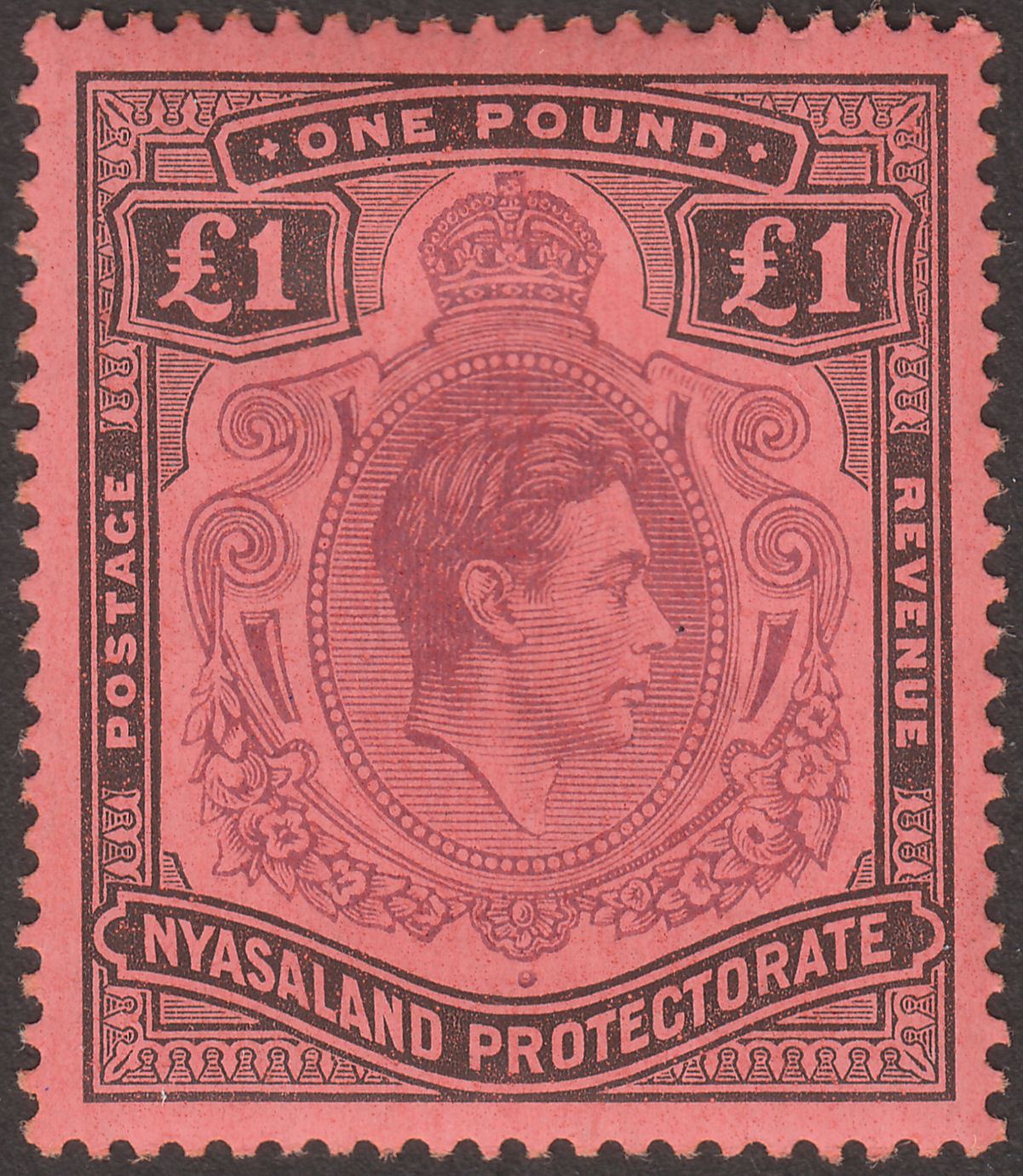 Nyasaland 1938 KGVI £1 Purple and Black Mint SG143 cat £60