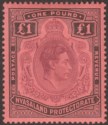 Click for more photos and details Nyasaland 1938 KGVI £1 Purple and Black Mint SG143 cat £60