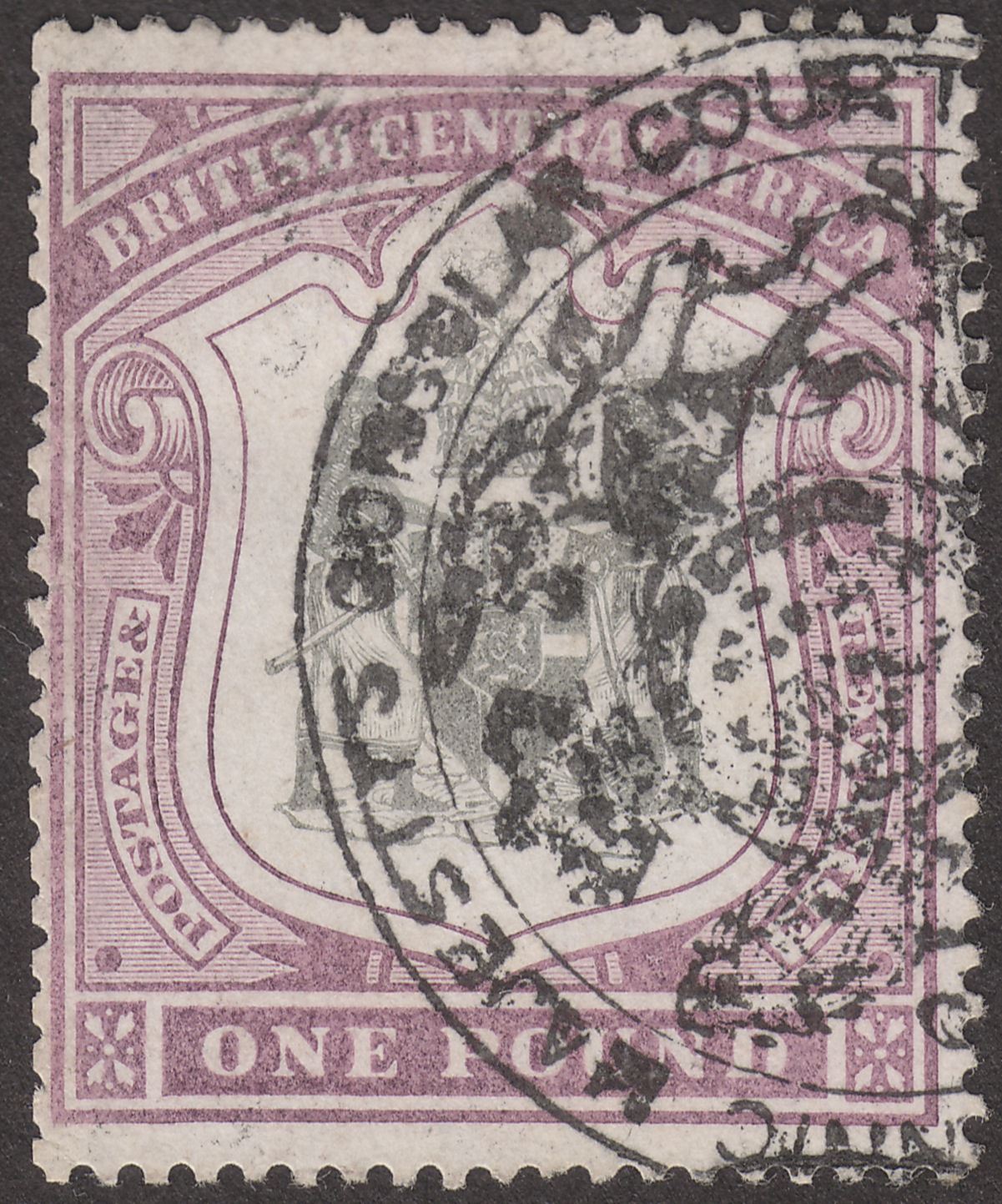 British Central Africa 1897 QV £1 Fiscally Used SG51 c£350 as Postal