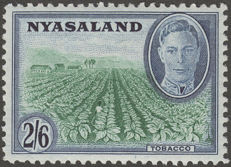 Nyasaland 1945 KGVI 2sh6d Emerald and Blue Mint SG154