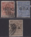 British Central Africa 1891 QV BCA Overprint on BSAC 4d, 6d, 1sh Used cat £54