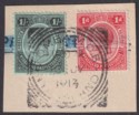 Nyasaland 1917 KGV 1sh, 1d Used On Piece with ZOMBA MOB Postmark