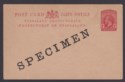 Click for more photos and details Nyasaland 1914 King George V SPECIMEN 1d Postal Stationery Postcard Unused H&G5
