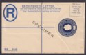 Click for more photos and details Nyasaland 1938 KGVI SPECIMEN 4d Postal Stationary Registered Letter Unused H&G3