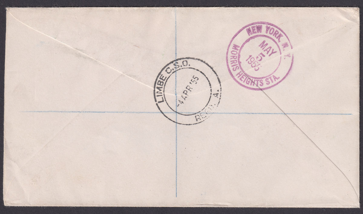 Nyasaland 1955 QEII 1sh + 2d Booklet Pane Used on Registered Cover LIMBE - USA