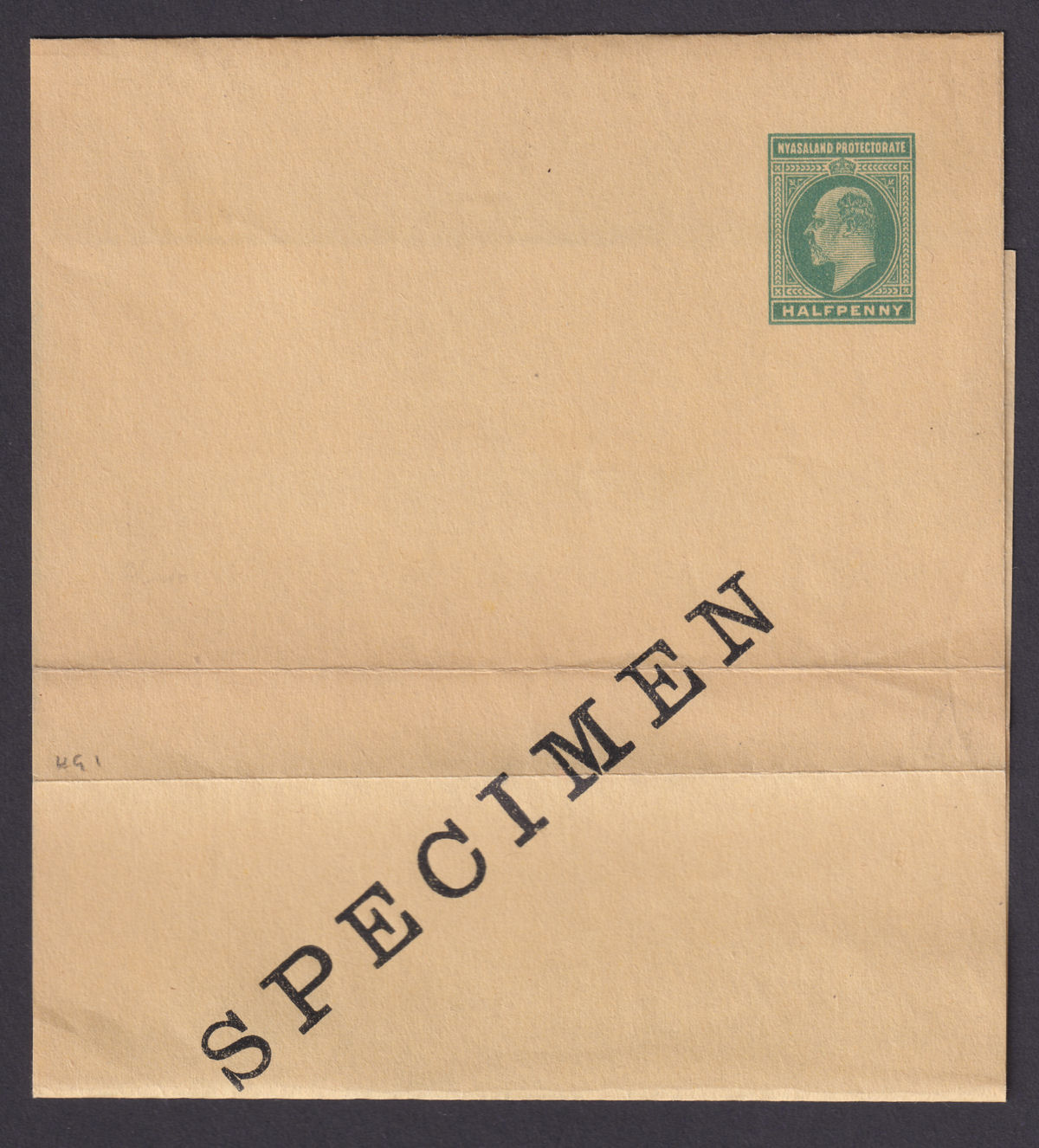 Nyasaland 1908 KEVII SPECIMEN ½d Postal Stationery Newspaper Wrapper Unused H&G1