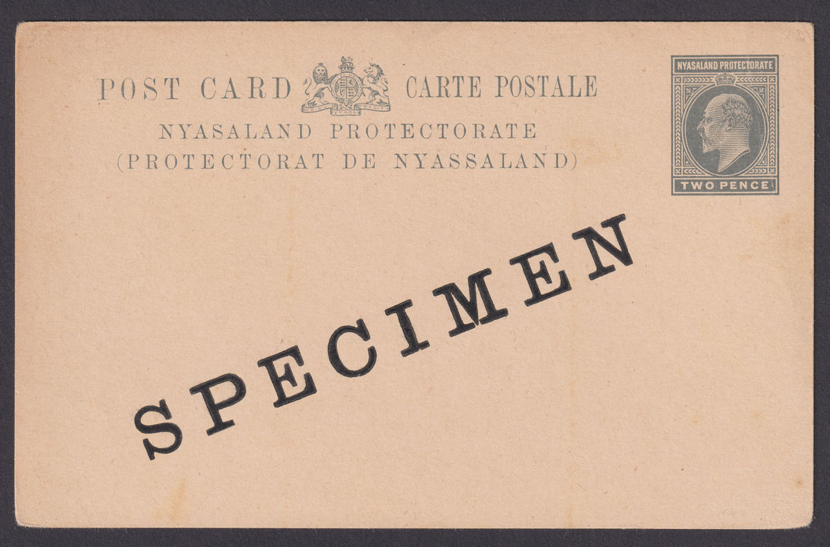 Nyasaland 1908 KEVII SPECIMEN 2d Postal Stationery Postcard Unused H&G3