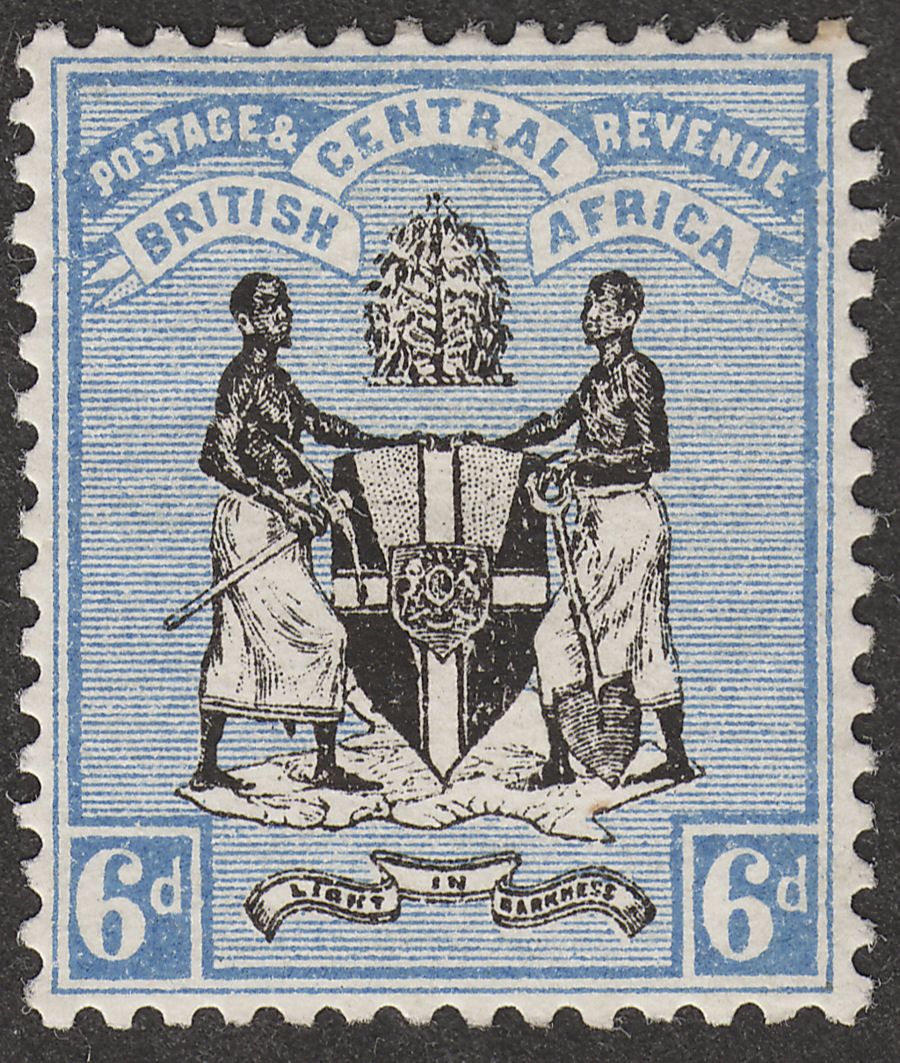 British Central Africa 1895 QV 6d Black and Blue Mint SG24