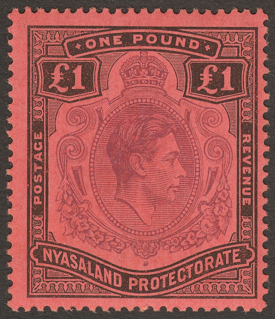 Nyasaland 1938 KGVI £1 Purple and Black Mint SG143