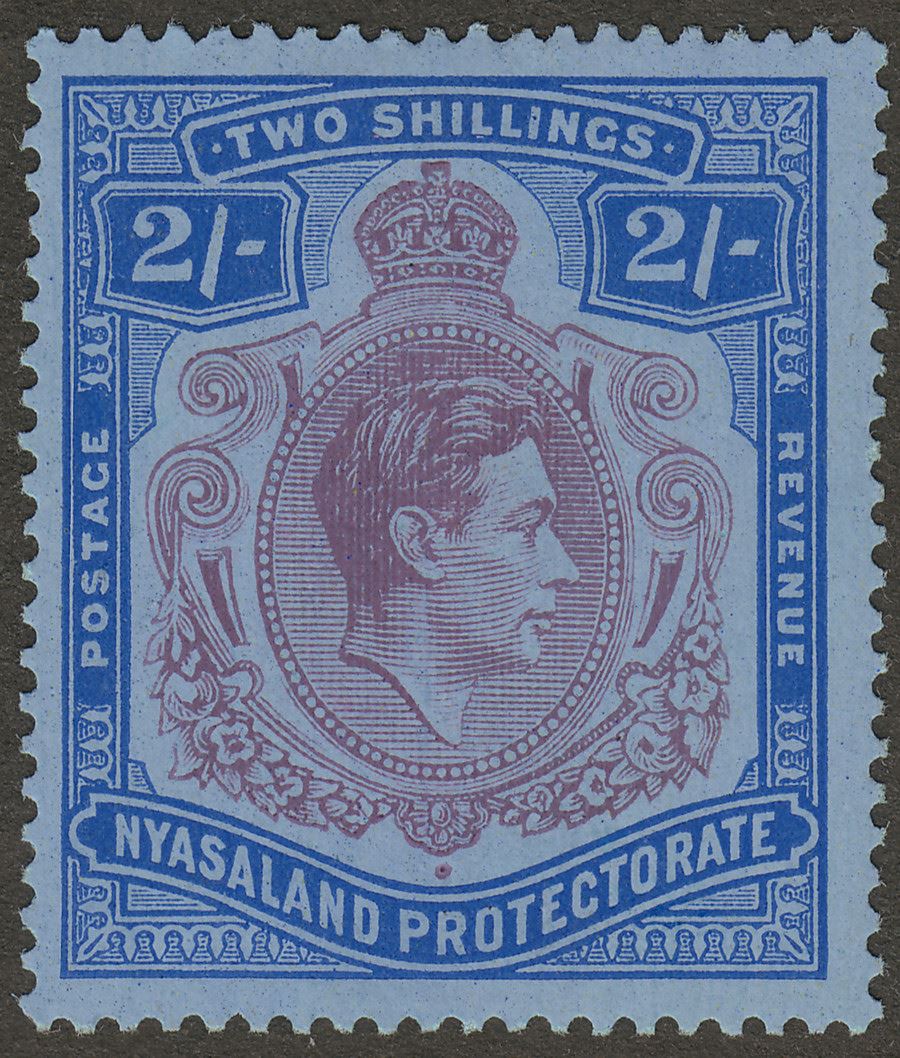 Nyasaland 1938 KGVI 2sh Purple and Blue Mint SG139