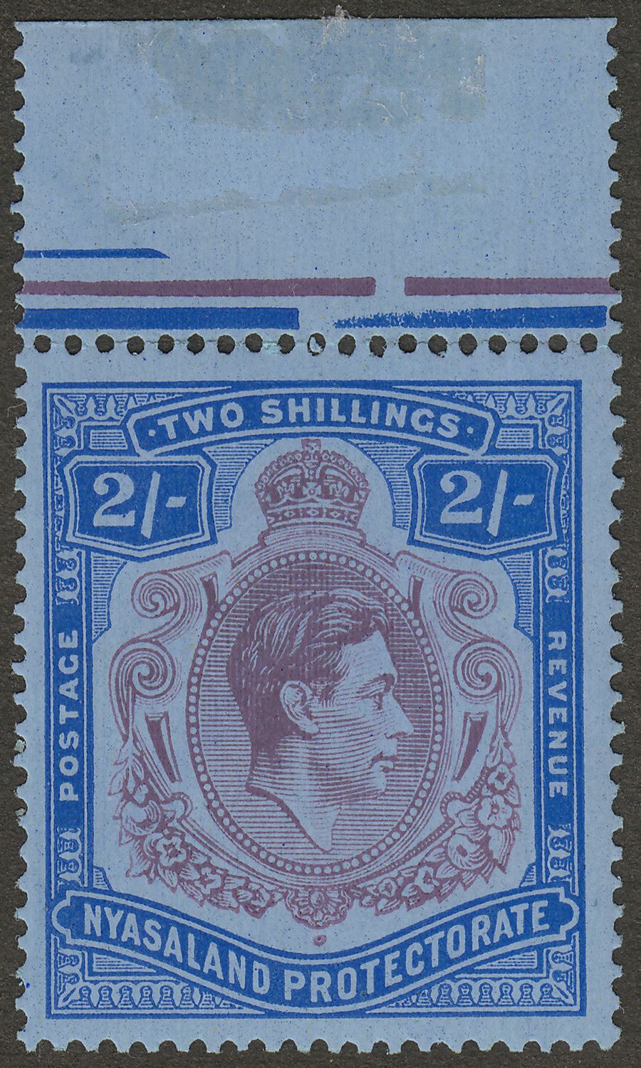 Nyasaland 1938 KGVI 2sh Purple and Blue Mint SG139