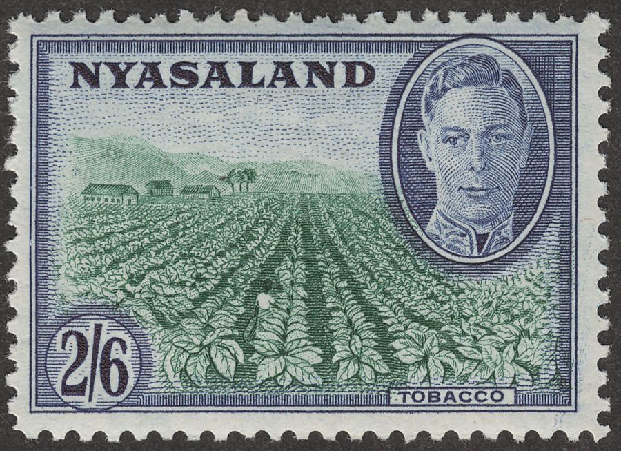Nyasaland 1945 KGVI 2sh6d Emerald and Blue Mint SG154