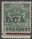 British Central Africa 1895 QV BCA Opt BSAC 1d on 2d Green + Vermilion Mint SG20