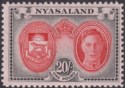 Click for more photos and details Nyasaland 1945 KGVI 20sh Scarlet and Black UM Mint SG157 cat £35 MNH