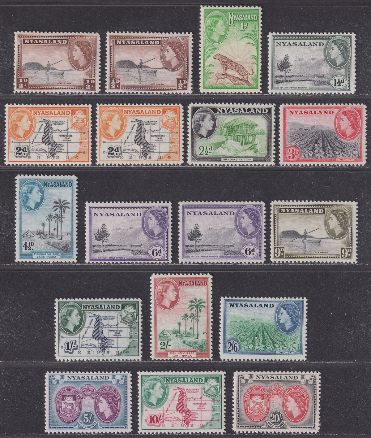 Nyasaland 1953 Queen Elizabeth II Set UM Mint SG173-187 cat £80 MNH